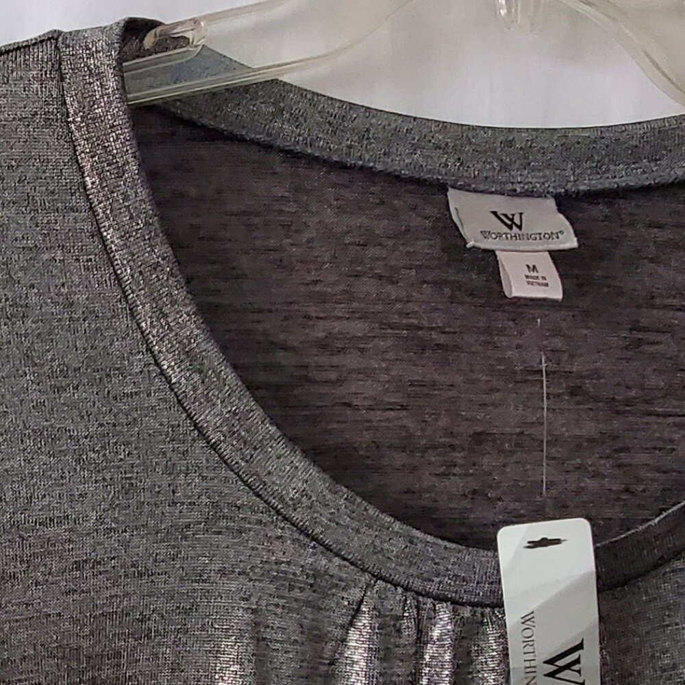 SALE! Worthington Silver Shell Cap Sleeve top size: M  NWT!! - Picture 3 of 9